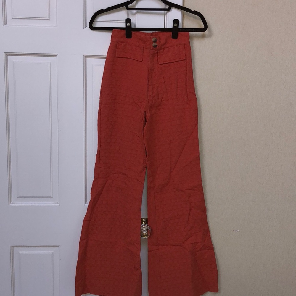 High Waisted Burnt Orange Flare Pant